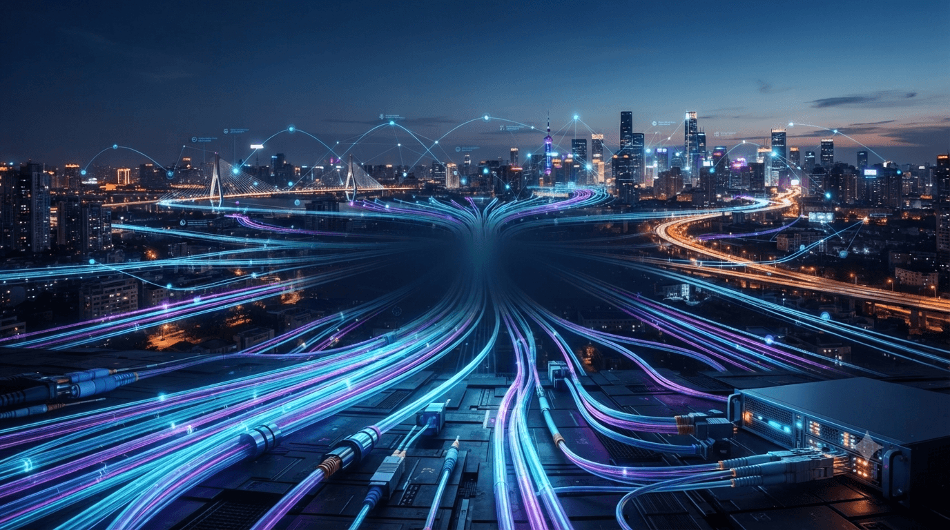 Fibre-optic strands carrying light
